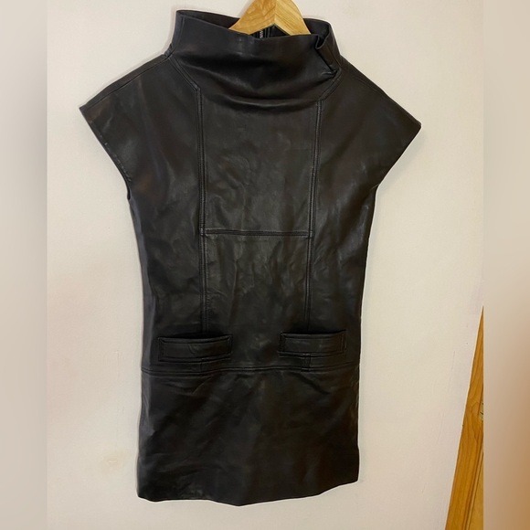 Marc by Marc Jacobs Black Leather Twiggy Mini Dress - Picture 3 of 6